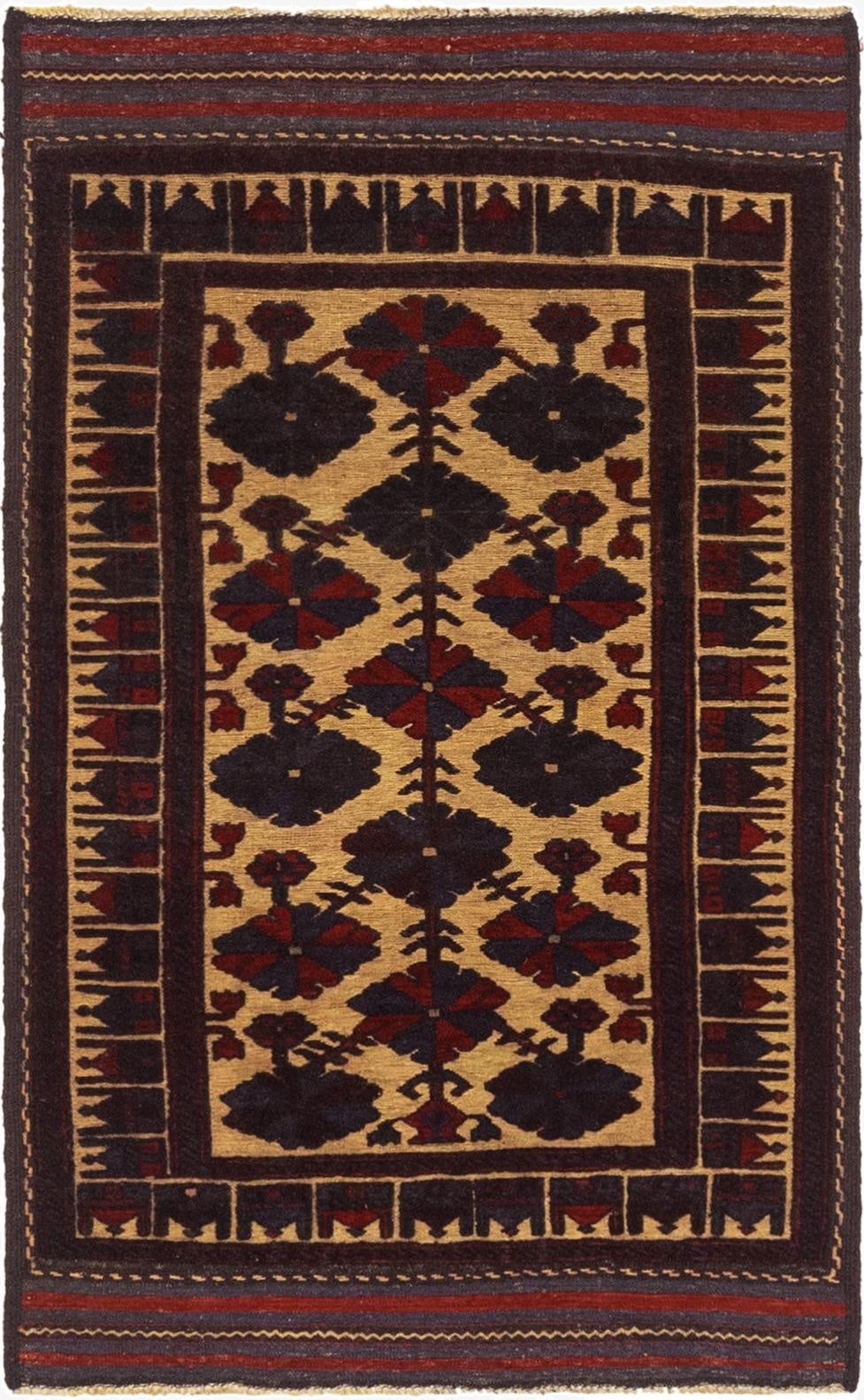  2' 9 x 4' 8  Hand Knotted Sumak Wool Rug