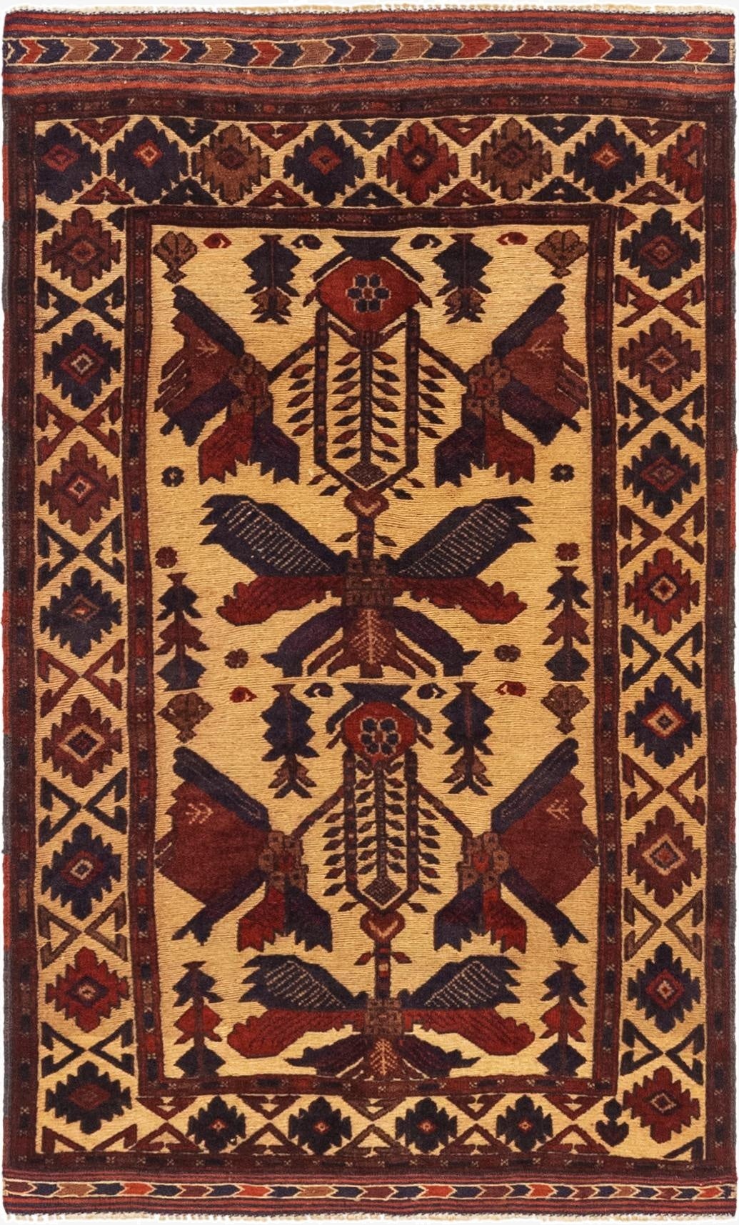  2' 11 x 5'  Hand Knotted Sumak Wool Rug