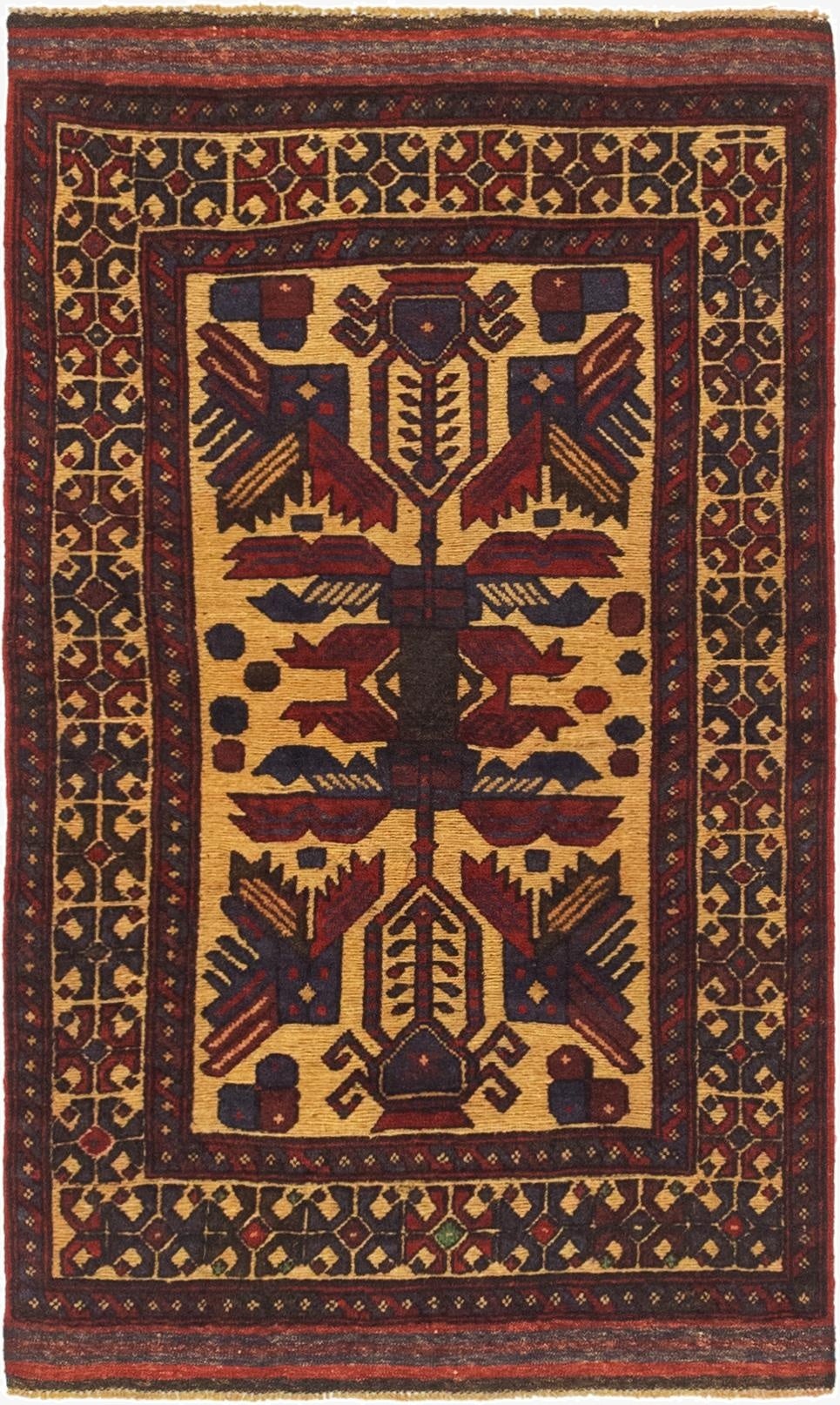  2' 9 x 4' 9  Hand Knotted Sumak Wool Rug