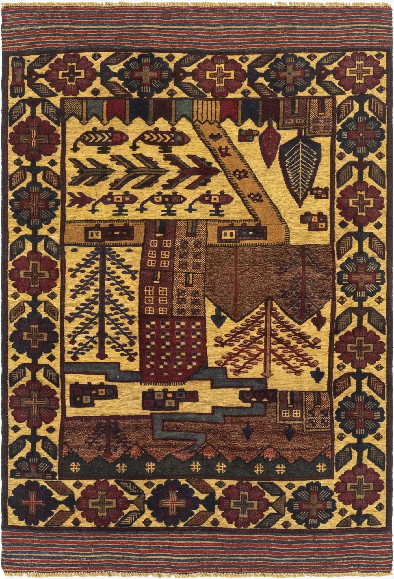  4' 4 x 6' 4  Hand Knotted Sumak Wool Rug