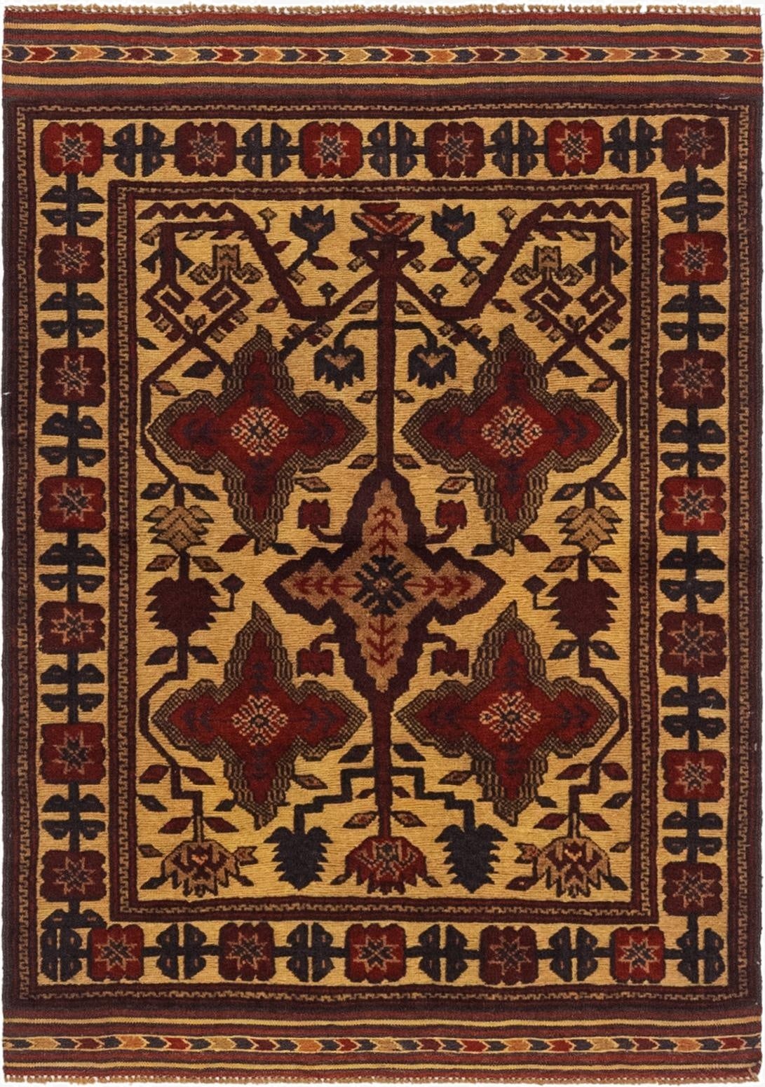  3' x 4' 5  Hand Knotted Sumak Wool Rug