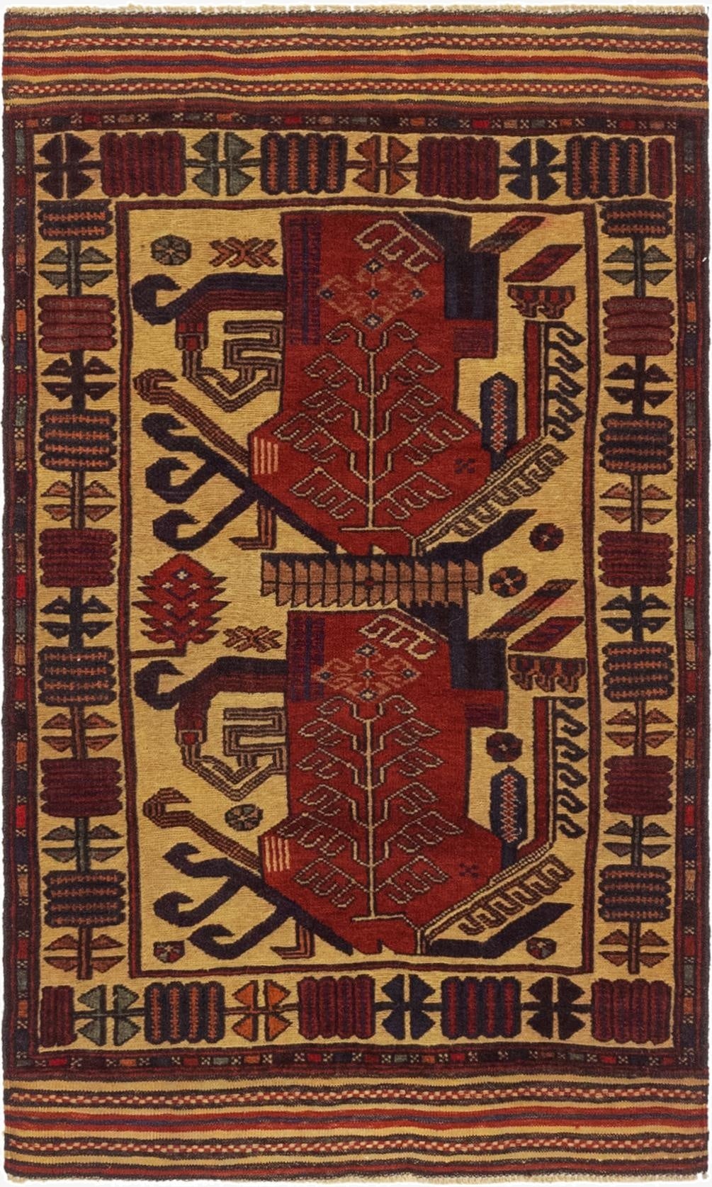  2' 10 x 4' 10  Hand Knotted Sumak Wool Rug