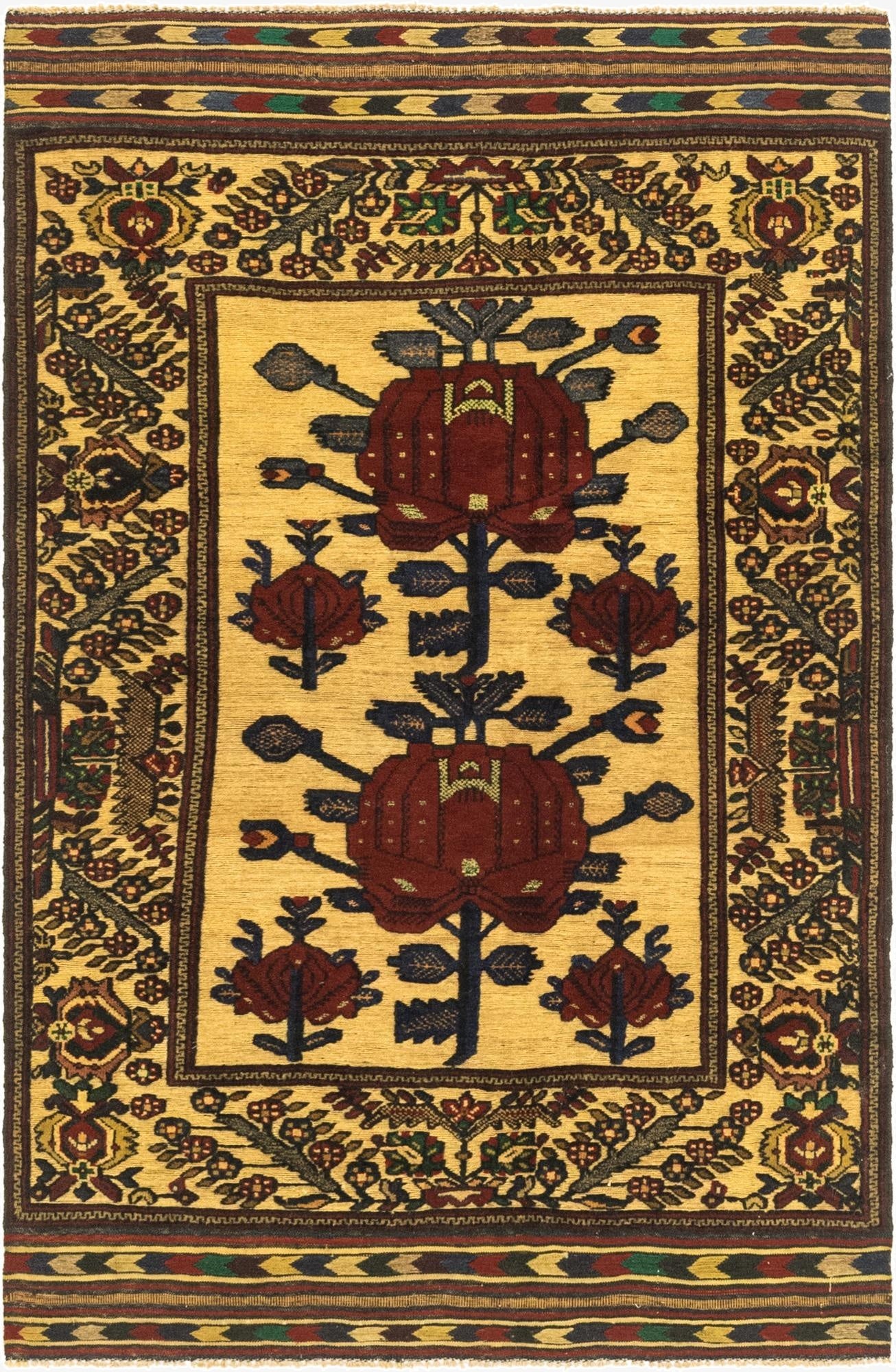  4' 2 x 6' 8  Hand Knotted Sumak Wool Rug