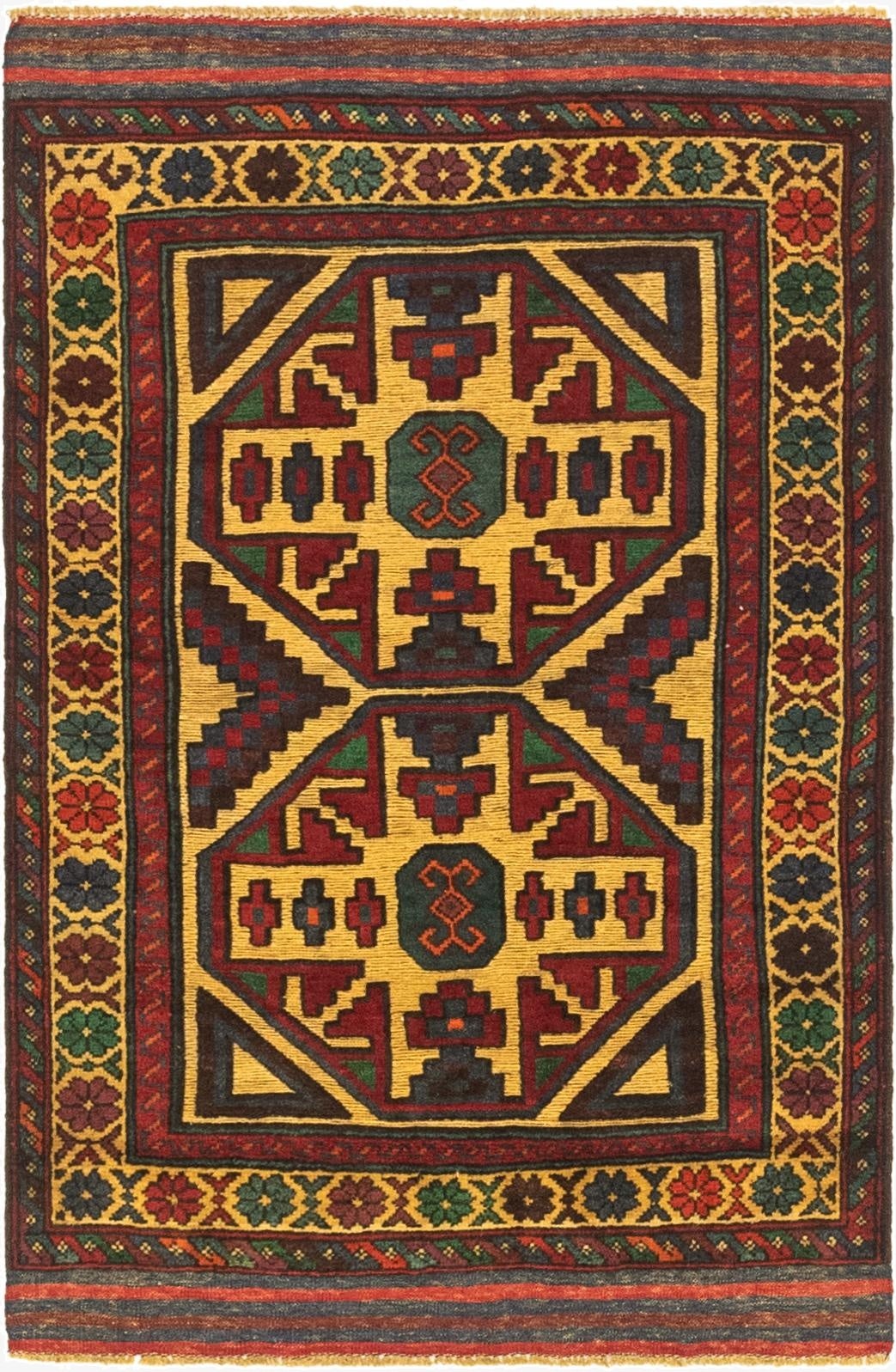  2' 10 x 4' 7  Hand Knotted Sumak Wool Rug