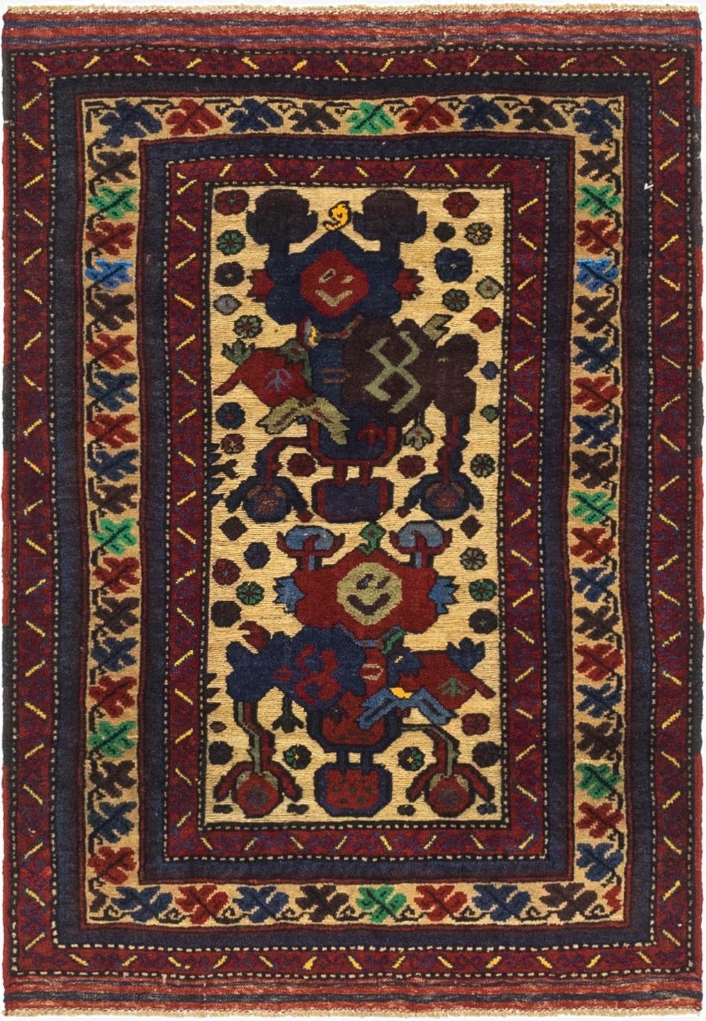  2' 11 x 4' 3  Hand Knotted Sumak Wool Rug