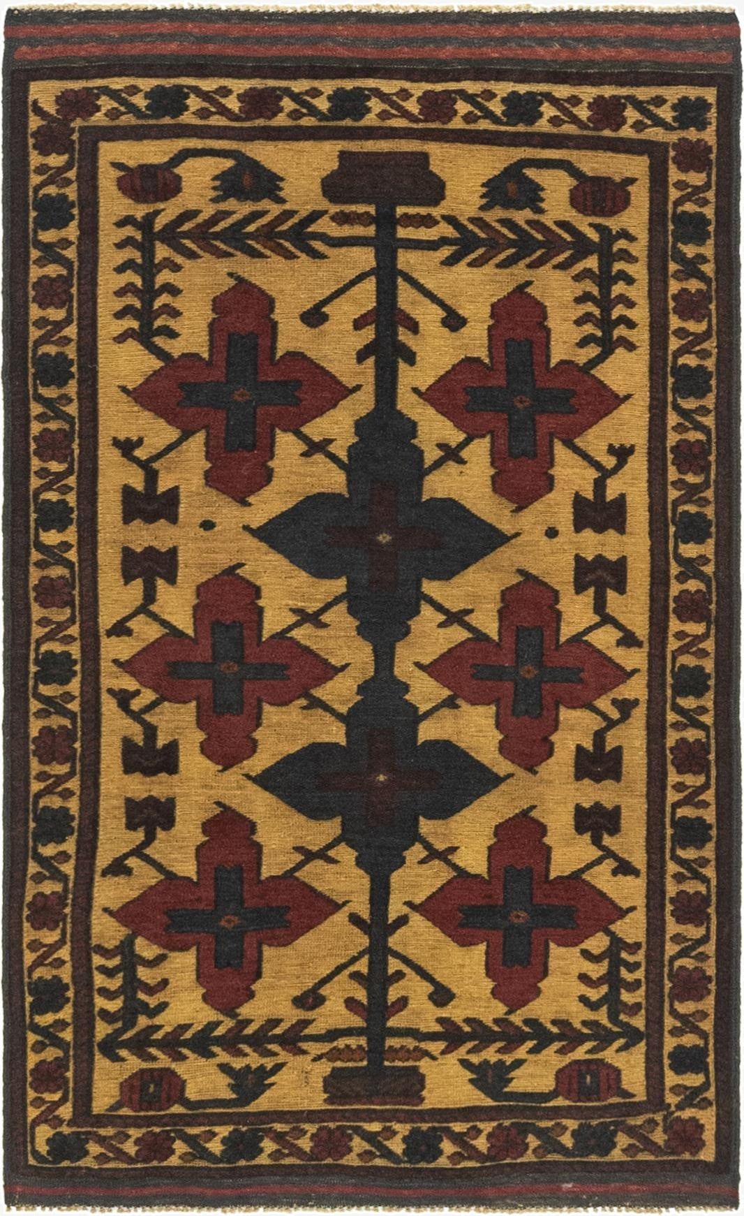 3' 1 x 5'  Hand Knotted Sumak Wool Rug