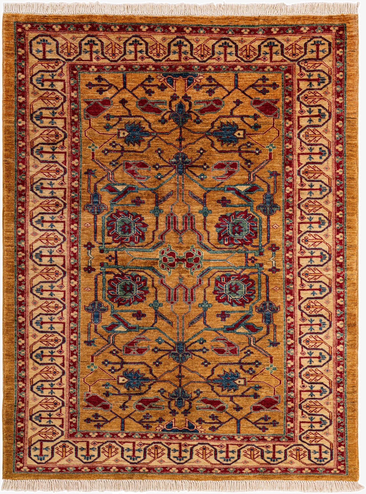  5' 1 x 6' 8  Hand Knotted Ziegler Wool Rug