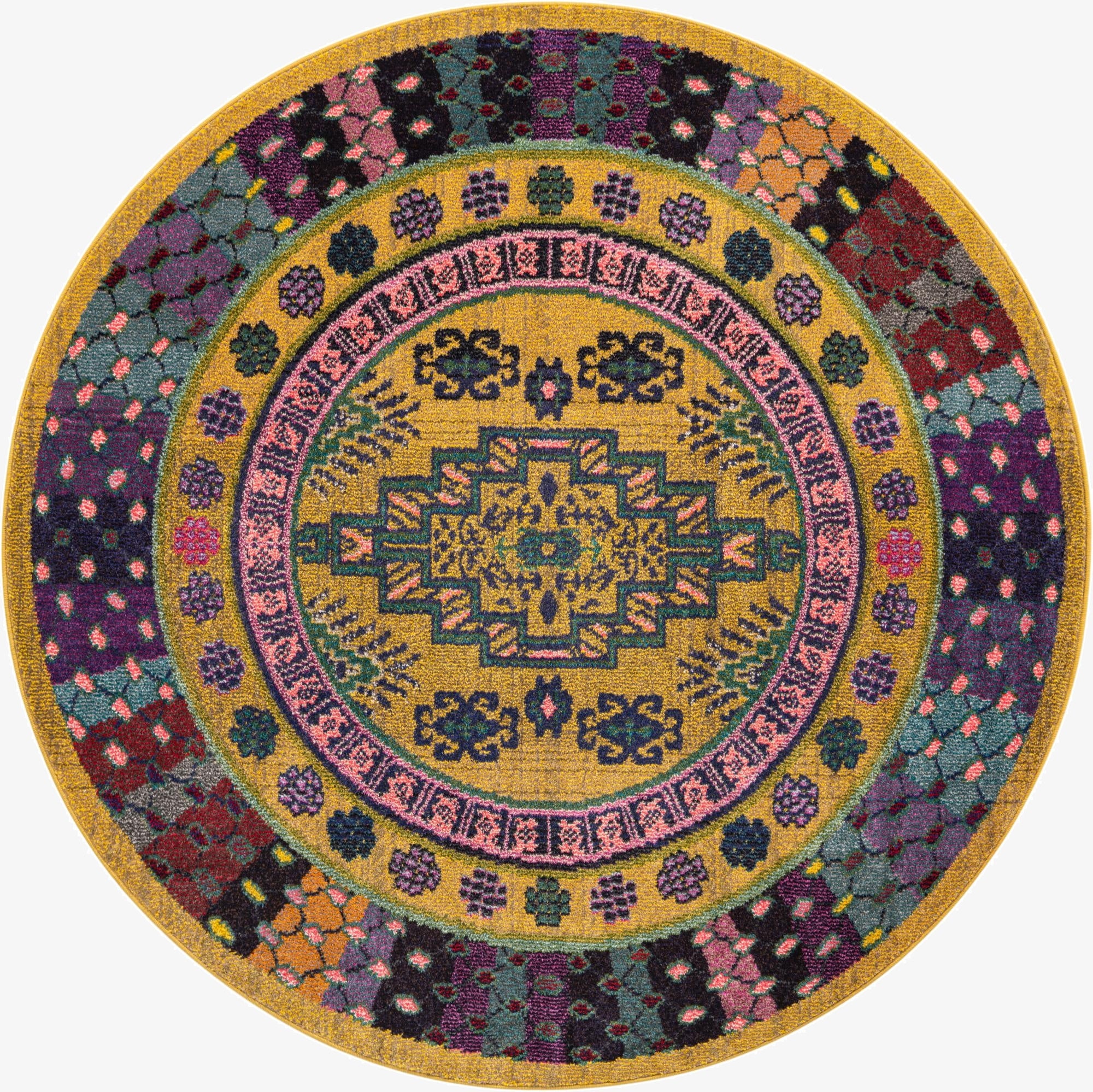  6' x 6'  Washable Fleur Round Rug