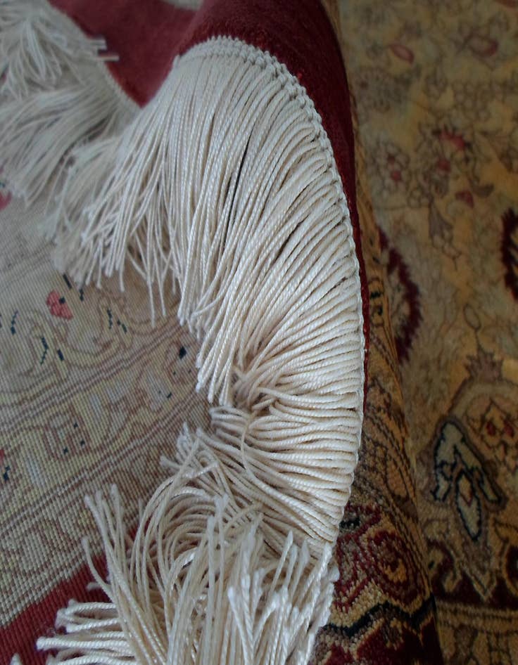 Detail image of  9' 10 x 9' 10  Hand Knotted Qom Persian Round Rug