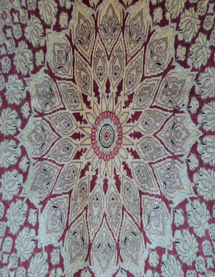 Detail image of  9' 10 x 9' 10  Hand Knotted Qom Persian Round Rug