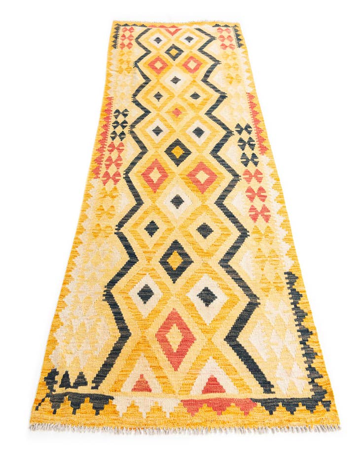 Detail image of  3' 5 x 6' 10  Hand Woven Kilim Maymana Wool Runner Rug