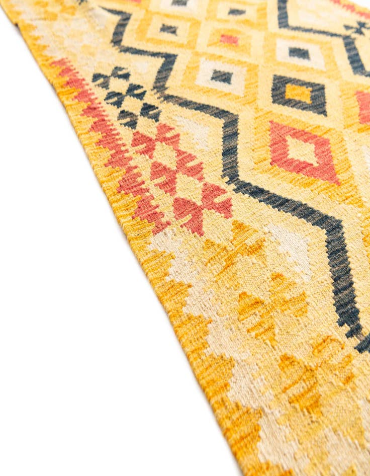 Detail image of  3' 5 x 6' 10  Hand Woven Kilim Maymana Wool Runner Rug