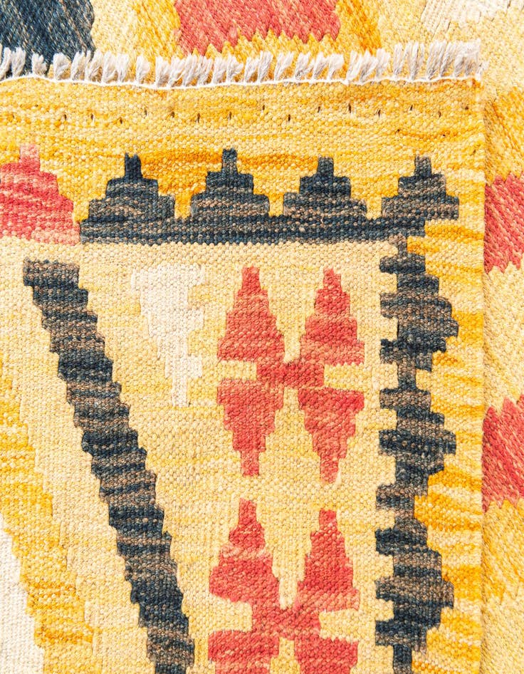 Detail image of  3' 5 x 6' 10  Hand Woven Kilim Maymana Wool Runner Rug