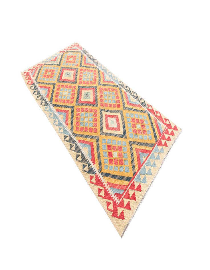 Detail image of  3' 4 x 6' 8  Hand Woven Kilim Maymana Wool Runner Rug