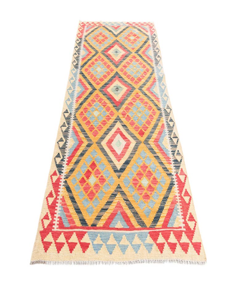 Detail image of  3' 4 x 6' 8  Hand Woven Kilim Maymana Wool Runner Rug