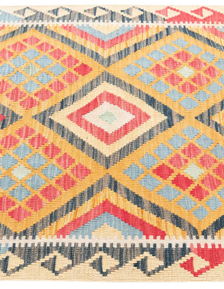 Detail image of  3' 4 x 6' 8  Hand Woven Kilim Maymana Wool Runner Rug