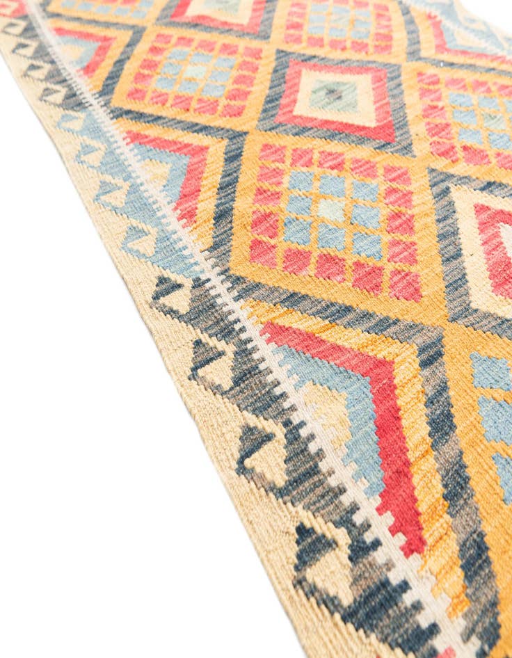 Detail image of  3' 4 x 6' 8  Hand Woven Kilim Maymana Wool Runner Rug