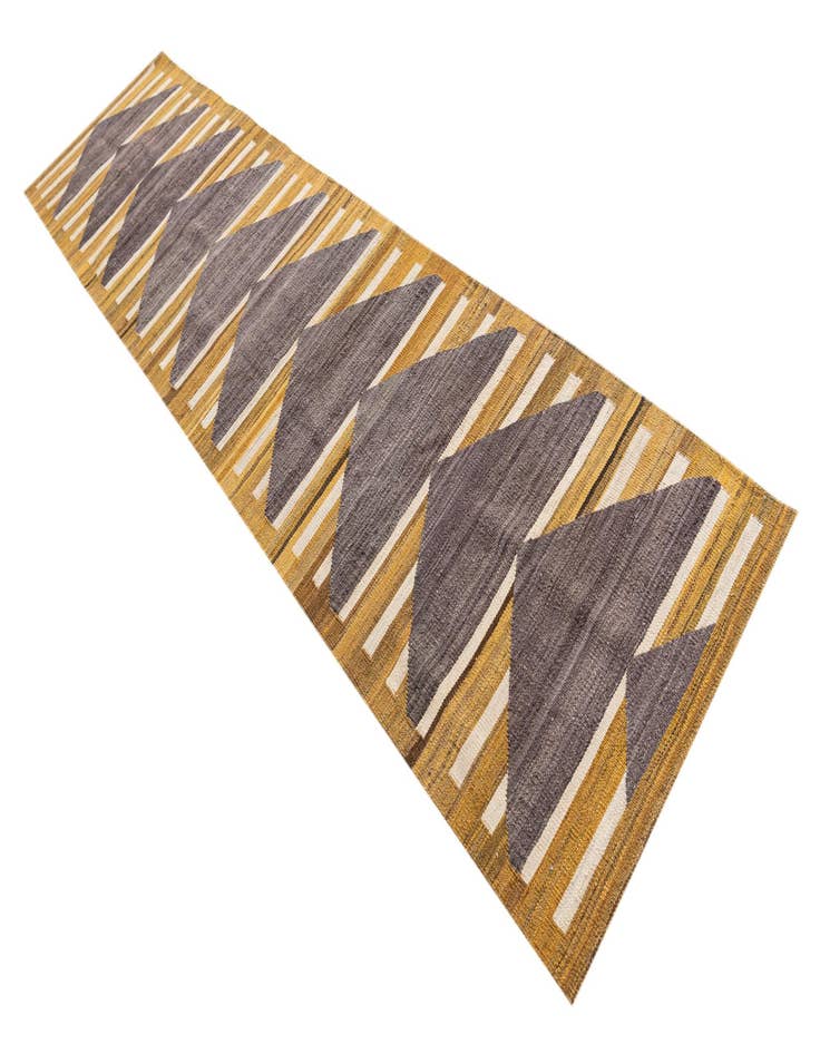 Detail image of 2' 8 x 11' 2 Hand Woven Kilim Modern Wool Runner Rug