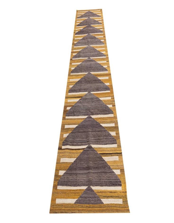 Detail image of 2' 8 x 11' 2 Hand Woven Kilim Modern Wool Runner Rug