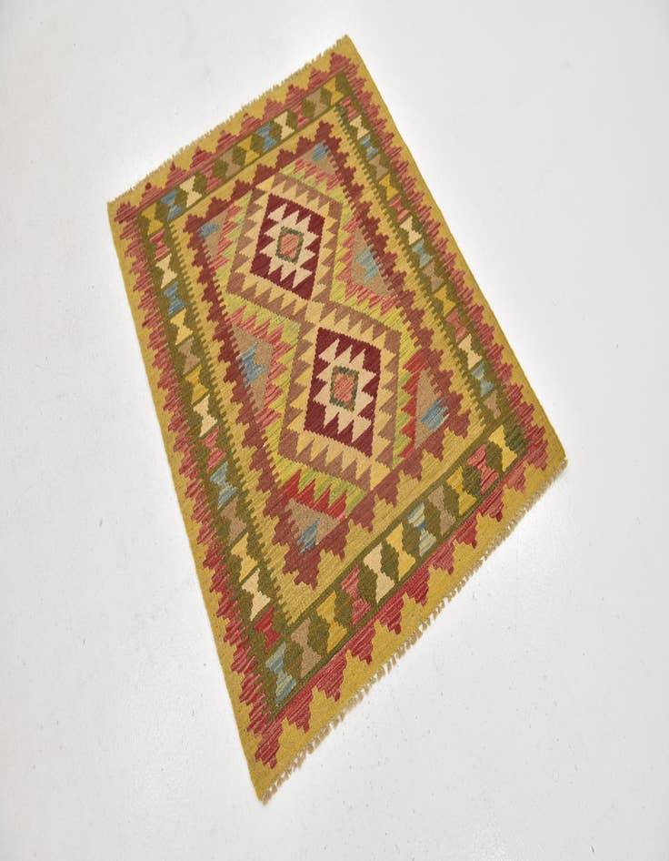 Detail image of  3' 2 x 3' 10  Hand Woven Kilim Maymana Wool Square Rug