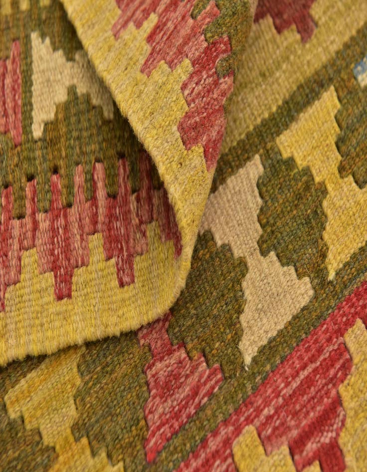 Detail image of  3' 2 x 3' 10  Hand Woven Kilim Maymana Wool Square Rug