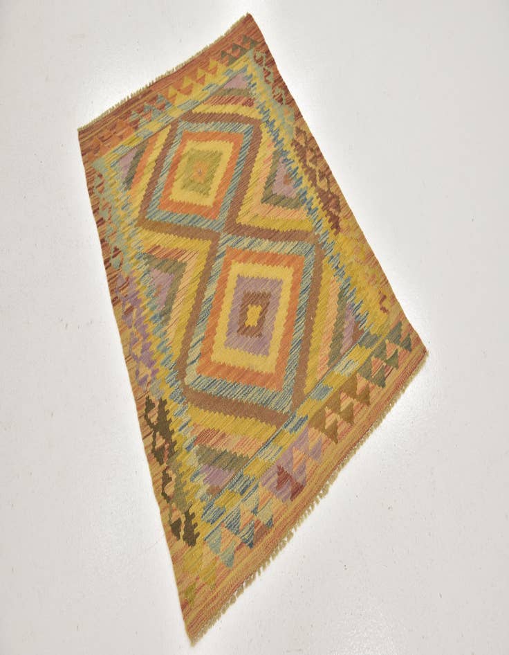 Detail image of  3' x 3' 8  Hand Woven Kilim Maymana Wool Square Rug