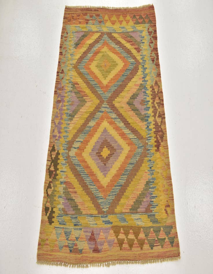 Detail image of  3' x 3' 8  Hand Woven Kilim Maymana Wool Square Rug