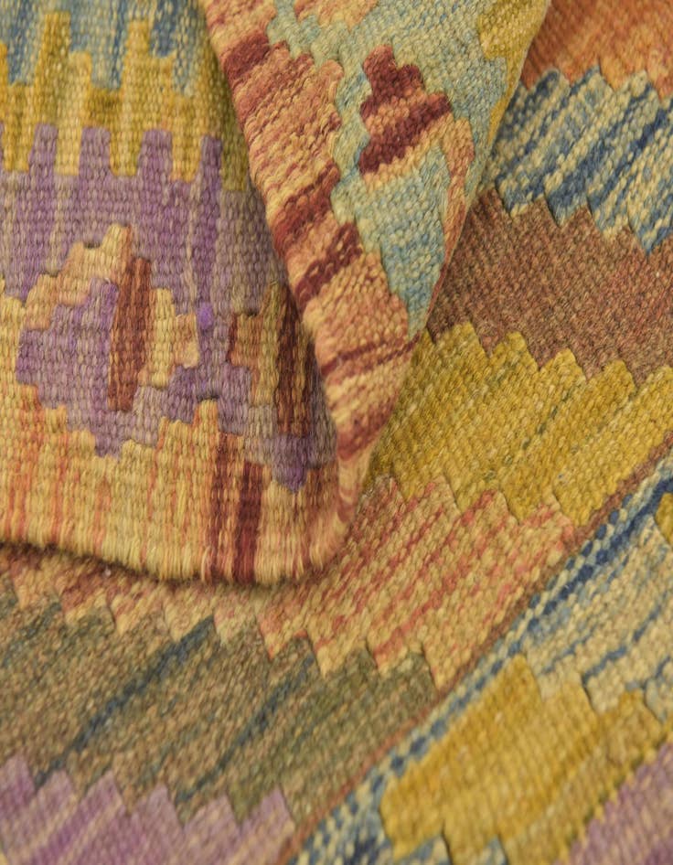 Detail image of  3' x 3' 8  Hand Woven Kilim Maymana Wool Square Rug