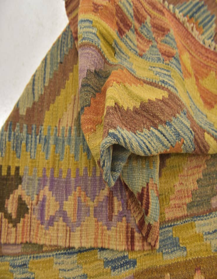 Detail image of  3' x 3' 8  Hand Woven Kilim Maymana Wool Square Rug