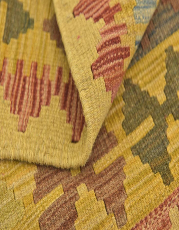 Detail image of  3' 2 x 3' 5  Hand Woven Kilim Maymana Wool Square Rug