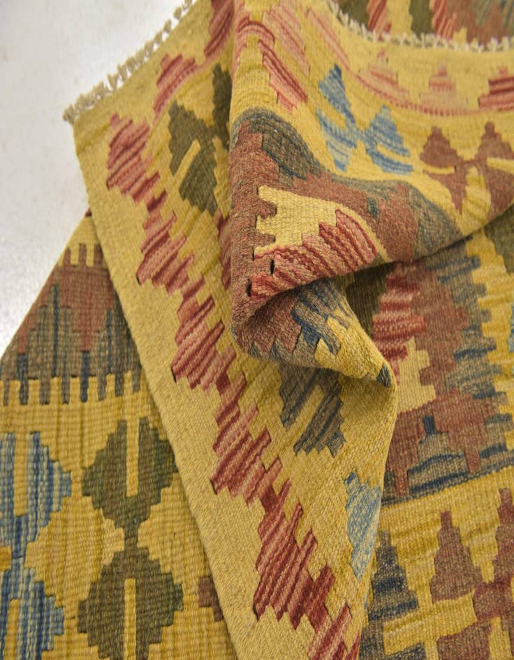 Detail image of  3' 2 x 3' 5  Hand Woven Kilim Maymana Wool Square Rug