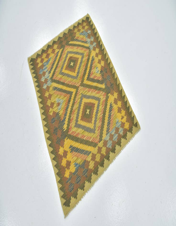 Detail image of  3' 2 x 3' 10  Hand Woven Kilim Maymana Wool Square Rug