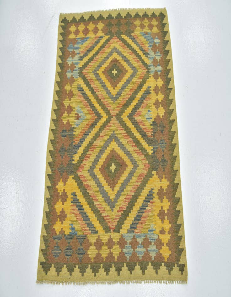 Detail image of  3' 2 x 3' 10  Hand Woven Kilim Maymana Wool Square Rug