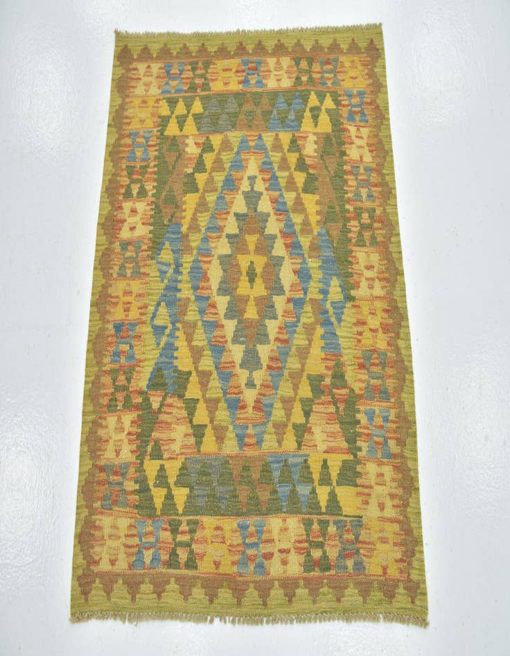 Detail image of  3' 3 x 3' 5  Hand Woven Kilim Maymana Wool Square Rug