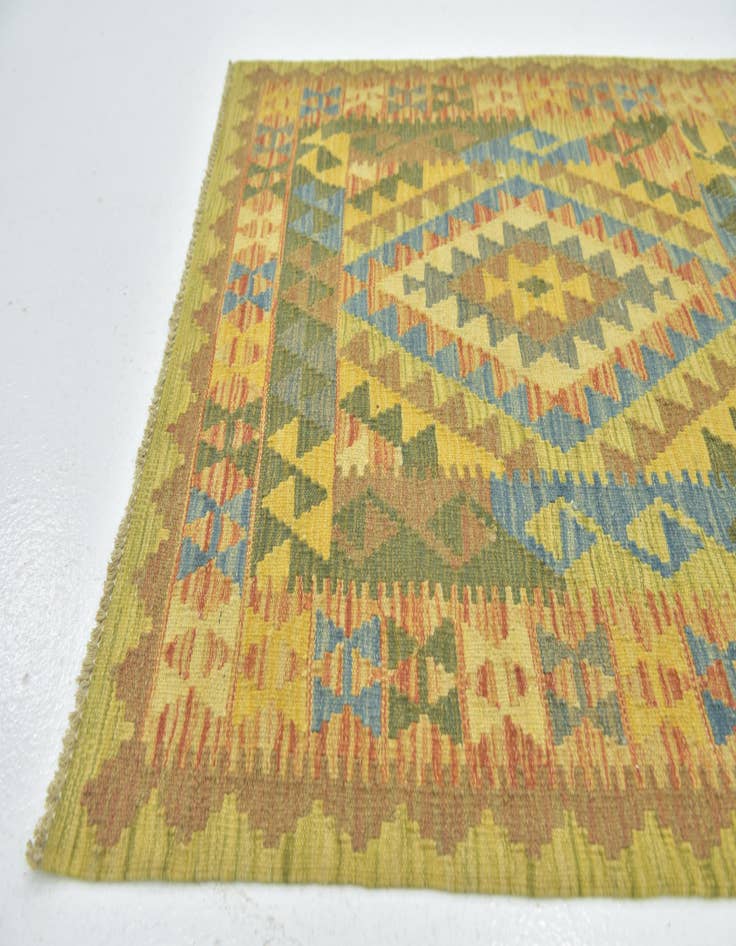 Detail image of  3' 3 x 3' 5  Hand Woven Kilim Maymana Wool Square Rug