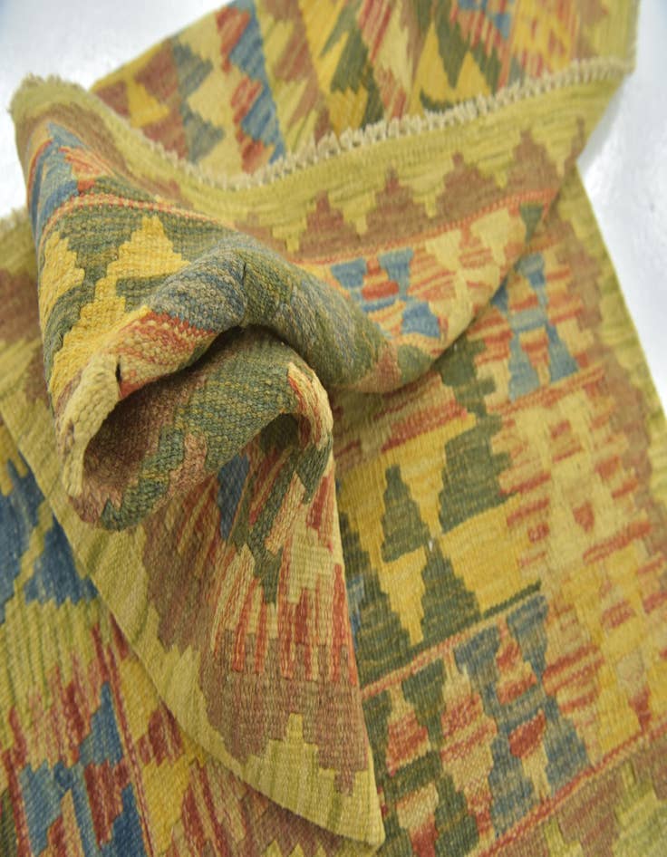 Detail image of  3' 3 x 3' 5  Hand Woven Kilim Maymana Wool Square Rug