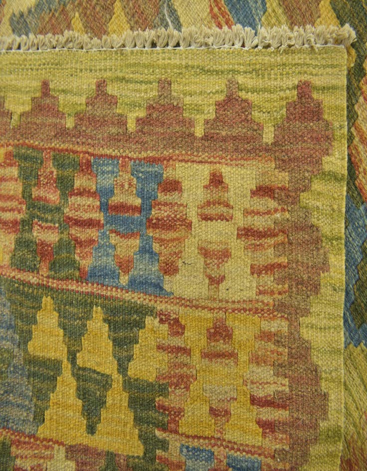 Detail image of  3' 3 x 3' 5  Hand Woven Kilim Maymana Wool Square Rug