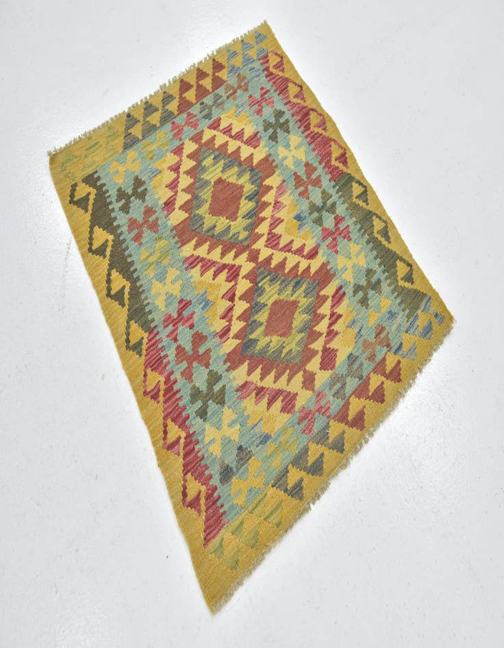 Detail image of  3' x 3' 5  Hand Woven Kilim Maymana Wool Square Rug