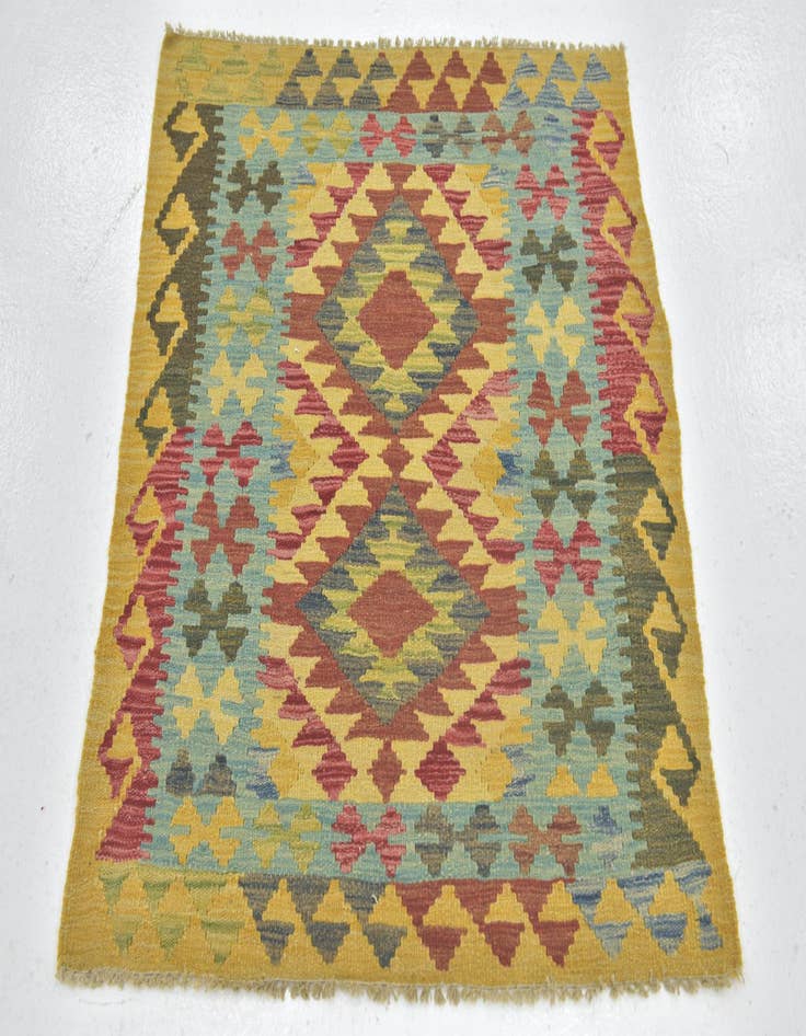 Detail image of  3' x 3' 5  Hand Woven Kilim Maymana Wool Square Rug