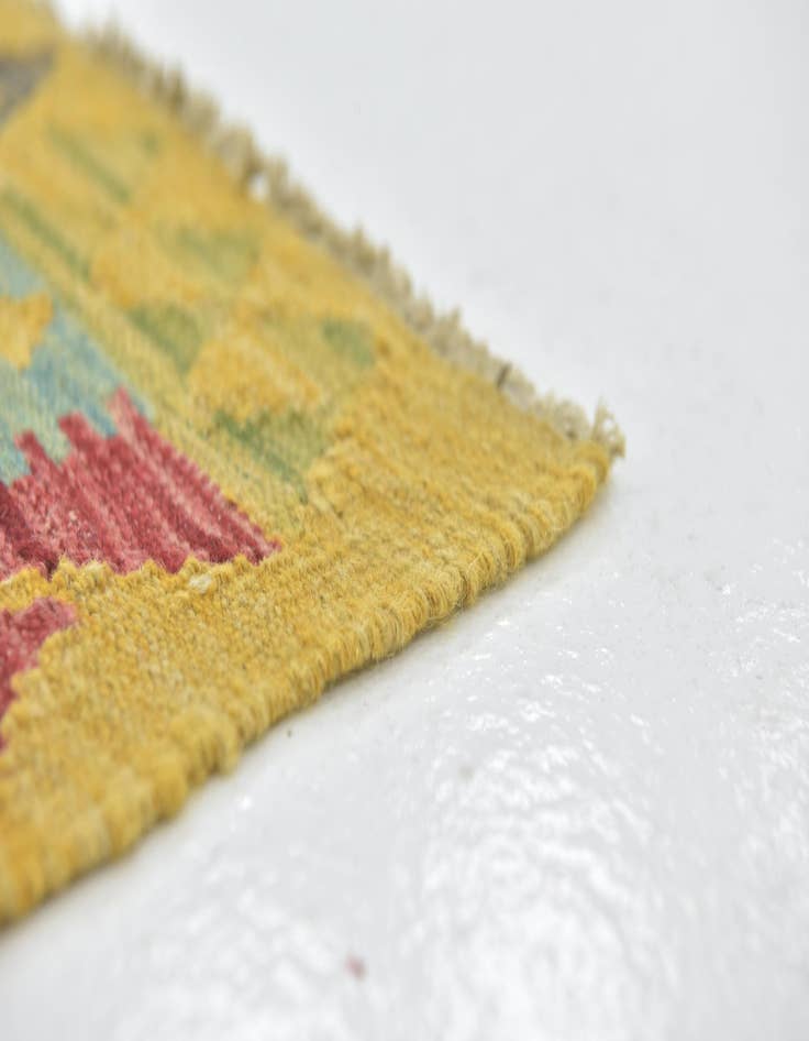 Detail image of  3' x 3' 5  Hand Woven Kilim Maymana Wool Square Rug