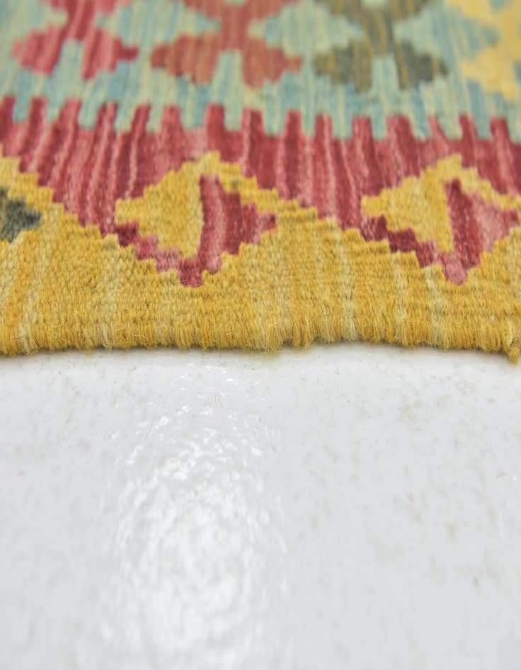 Detail image of  3' x 3' 5  Hand Woven Kilim Maymana Wool Square Rug