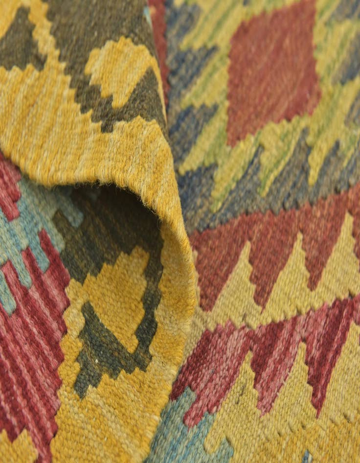 Detail image of  3' x 3' 5  Hand Woven Kilim Maymana Wool Square Rug