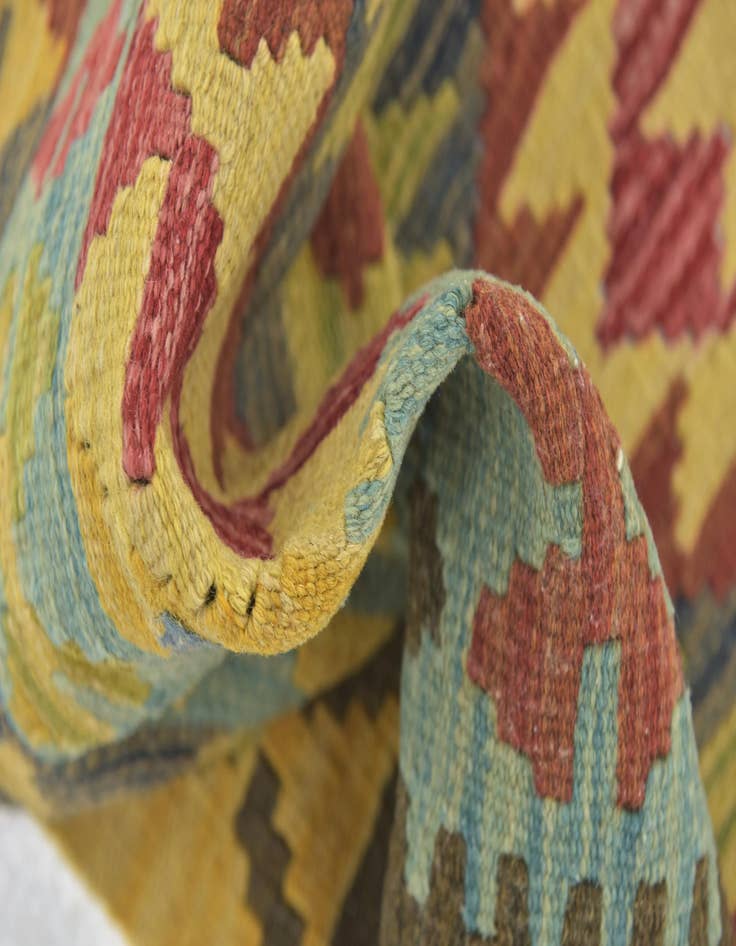 Detail image of  3' x 3' 5  Hand Woven Kilim Maymana Wool Square Rug