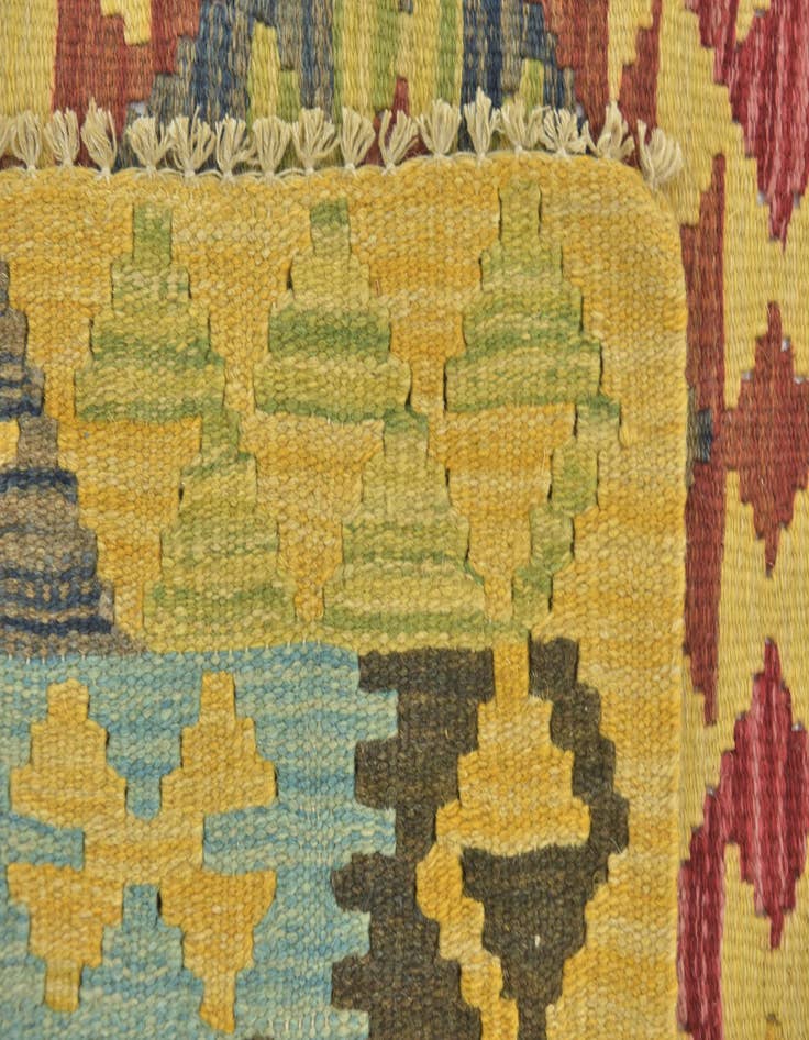Detail image of  3' x 3' 5  Hand Woven Kilim Maymana Wool Square Rug