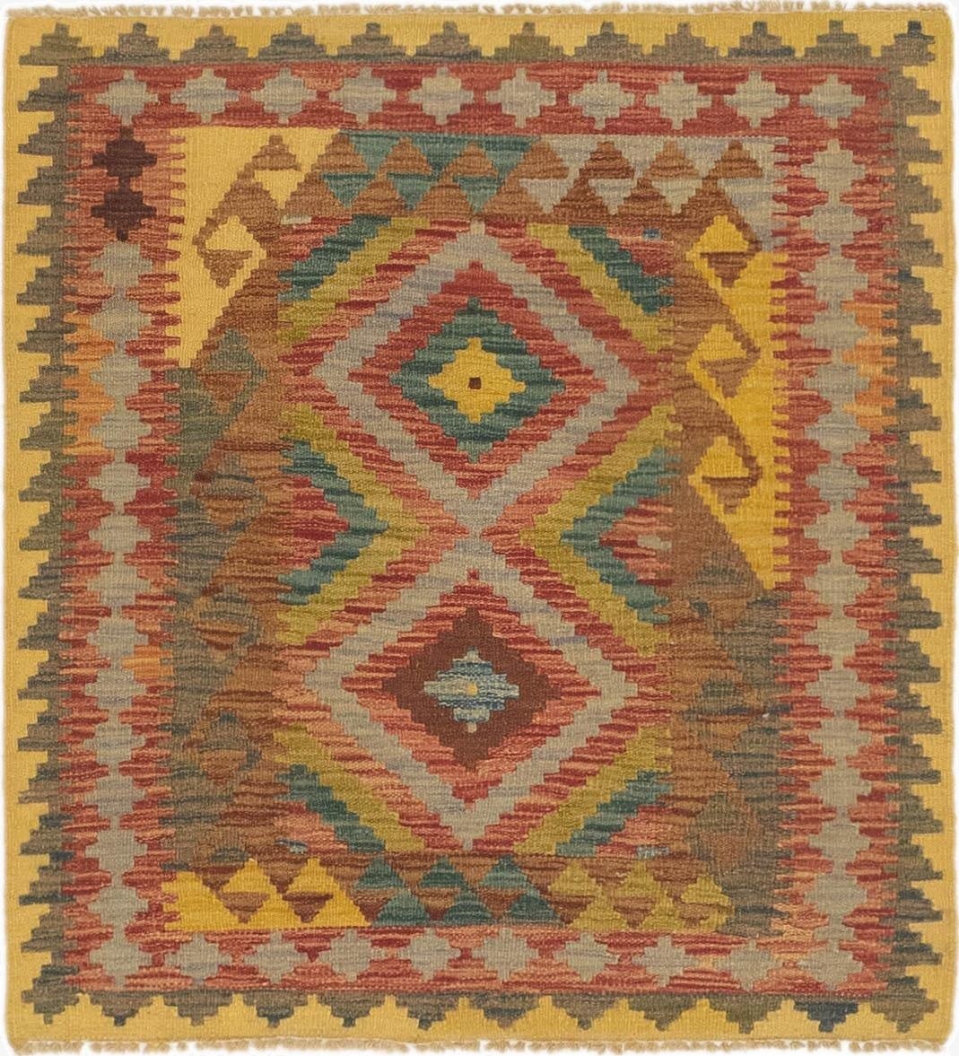  3' 3 x 3' 6  Hand Woven Kilim Maymana Wool Square Rug