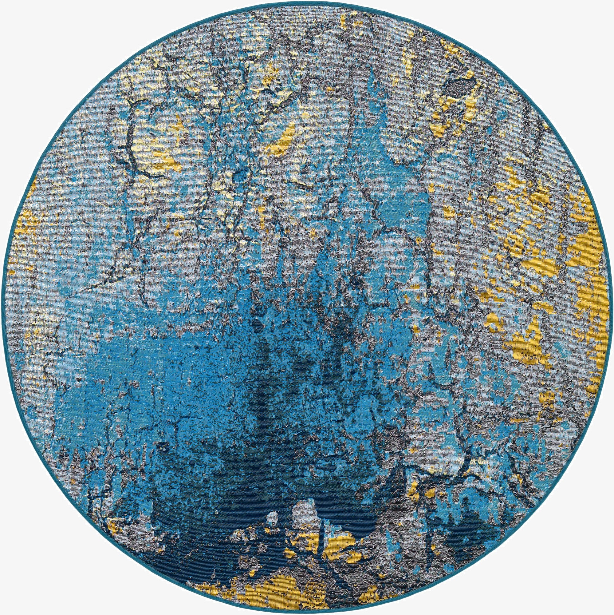  5' x 5'  Washable Modern Indoor / Outdoor Round Rug