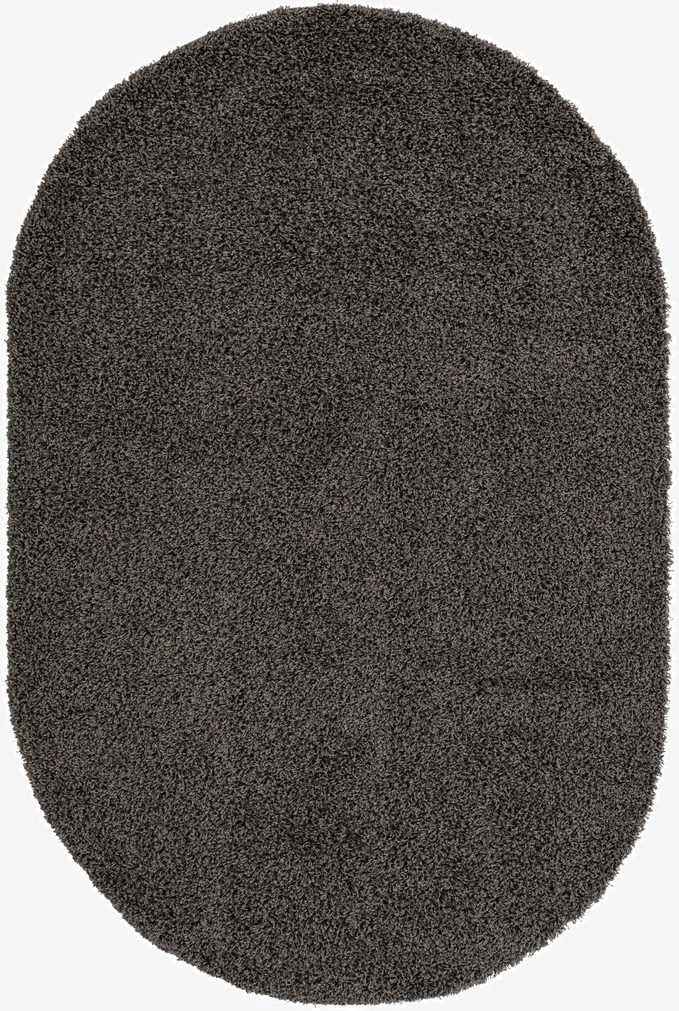  5' 3 x 8' Solid Shag Oval Rug
