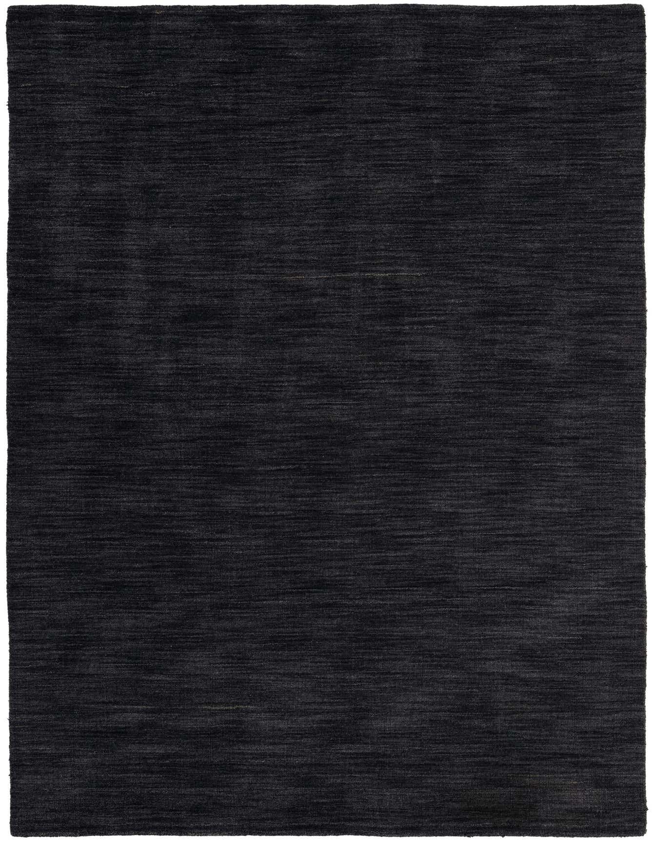 A rectangular 5x8 gray modern wool area rug with a high pile and subtle horizontal texture.