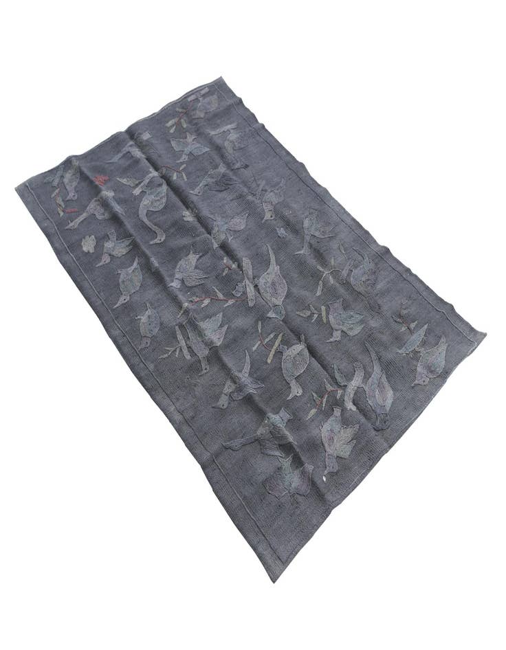 Detail image of  3' 1 x 4' 8  Hand Woven Kilim Suzani Wool Rug