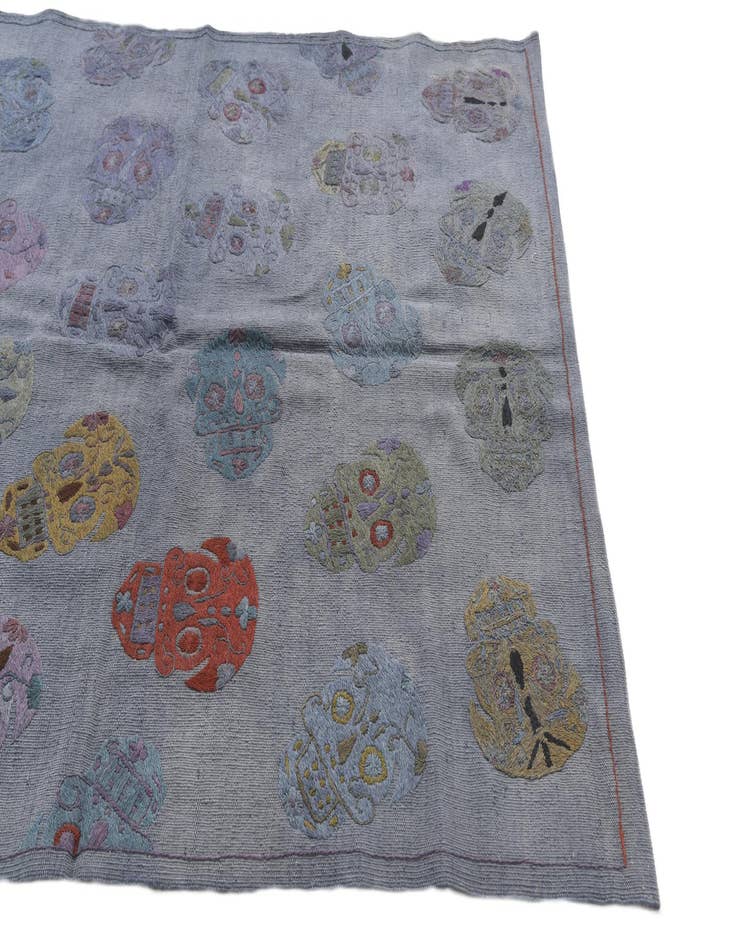 Detail image of  4' 3 x 5' 6  Hand Woven Kilim Suzani Wool Rug